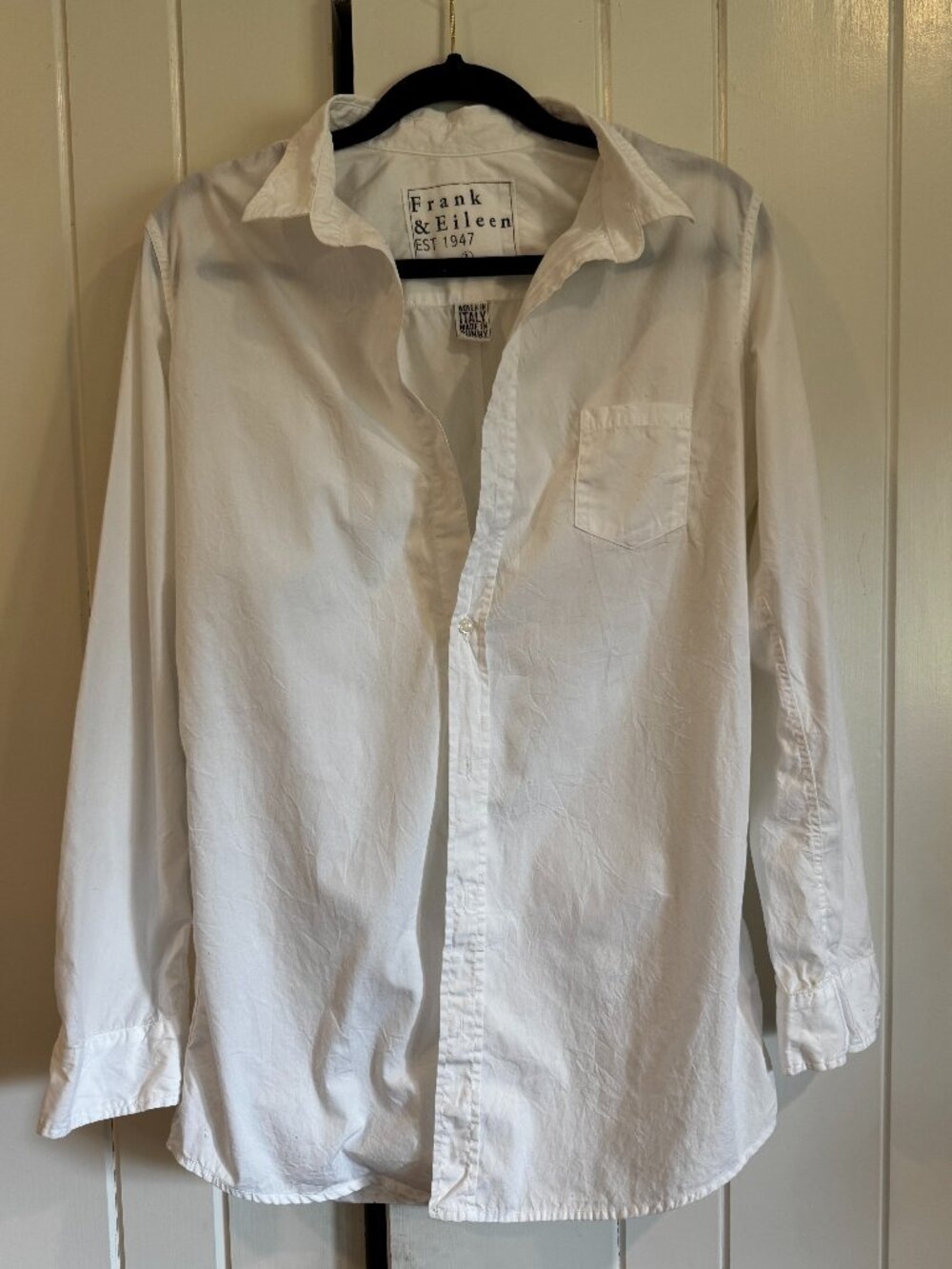Frank & Eileen Shirley Crinkled Poplin Shirt. Size L.